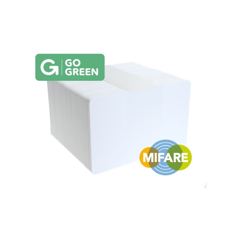 Billede af Blanke berøringsfrie MIFARE Classic® 1K EV1 / S50 hvide plastkort lavet af 85% genbrugsplast- CR80. 70102320