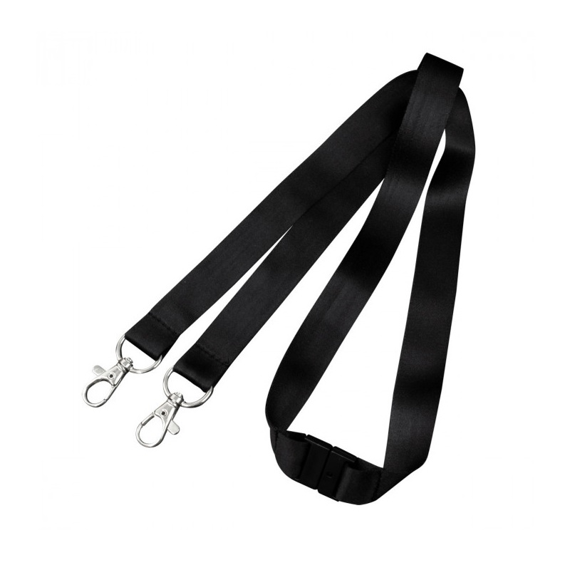 Picture of Black Event Double Clip lanyard / keyhanger 15 mm with metal trigger clips. 60270761